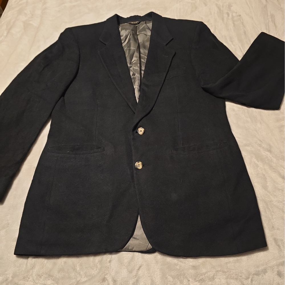 Mens Blazer 42 100% Camel Hair Black Sport Coat Formal Union Made In USA ACTWU